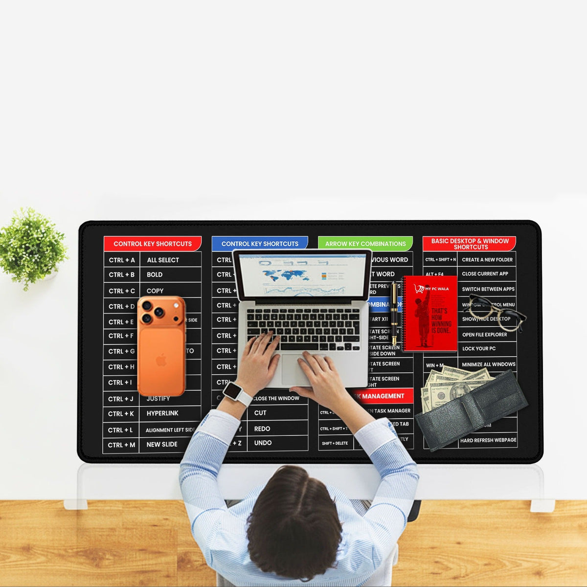 Computer Mat With Notes Office Desk Mat with Keyboard Shortcuts – Perfect for Laptop, Study ...