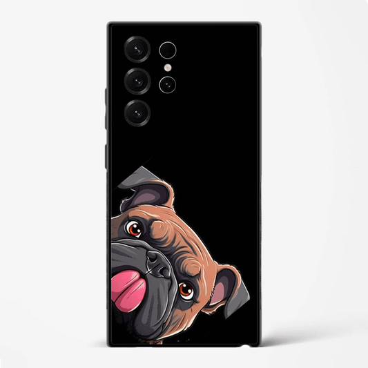 Peek - a - Pug Cute Dog Premium Glass Phone Cover for Samsung Galaxy S22 Ultra - DHARM IT PRIVATE LIMITED