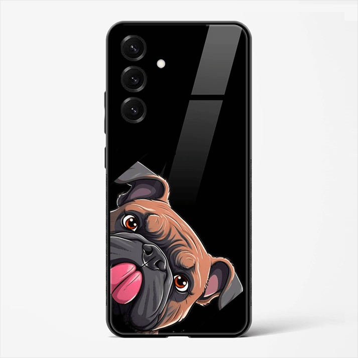 Peek - a - Pug Cute Dog Premium Glass Phone Cover for Samsung Galaxy S25 - DHARM IT PRIVATE LIMITED