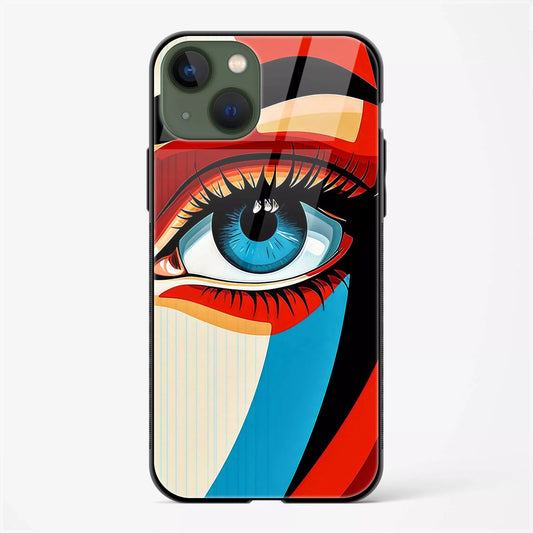 Pop Art Face Glass Back Case for iPhone 15 | Colorful Retro Design Cover | My PC Wala - DHARM IT PRIVATE LIMITED