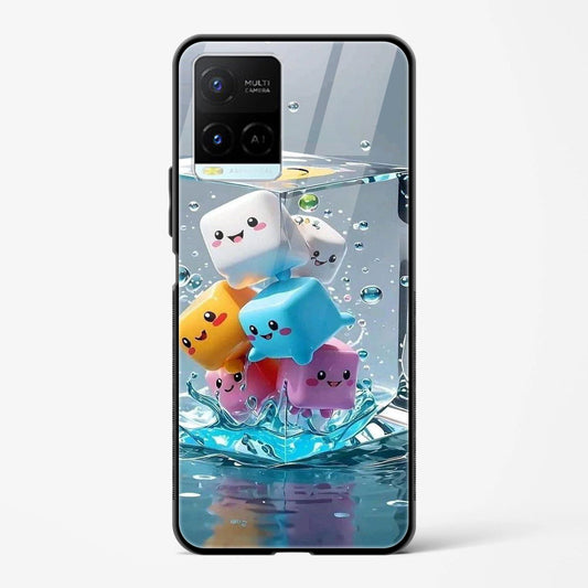 Printed Design Glass Mobile Back Case Compatible for Vivo Y33s TPU Shock - Resistant Soft Edge | 360° Protection - Mypcwala