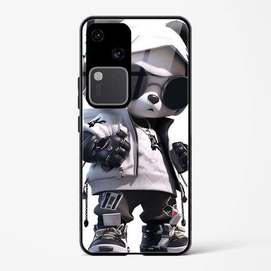 Printed Tempered Glass Back Case Cover Compatible with Vivo V30 5G - Fancy Dress With Sunglasses Design Follow Your Dreams Real Glass case - Mypcwala