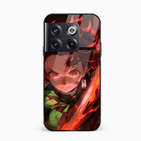 Printed Tempered Glass Back Cover Compatible with OnePlus 10T - Angry Anime Design Glass Case - Mypcwala