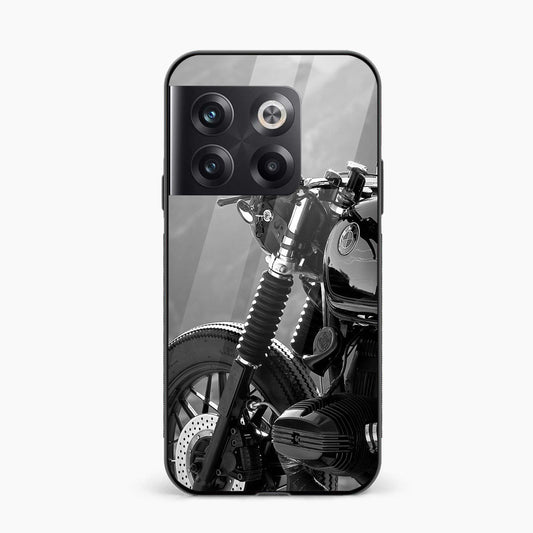 Printed Tempered Glass Back Cover Compatible with OnePlus 10T - Bullet Motorcycle Design Glass Case - Mypcwala