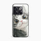 Printed Tempered Glass Back Cover Compatible with OnePlus 10T - Cute Cat Design Glass Case - Mypcwala