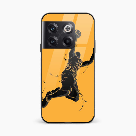 Printed Tempered Glass Back Cover Compatible with OnePlus 10T - Jump Man With Basketball Design Glass Case - Mypcwala