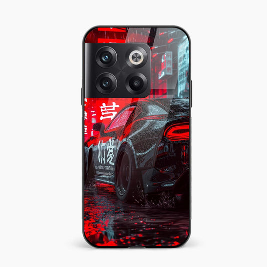 Printed Tempered Glass Back Cover Compatible with OnePlus 10T - Racing Car Design Glass Case - Mypcwala