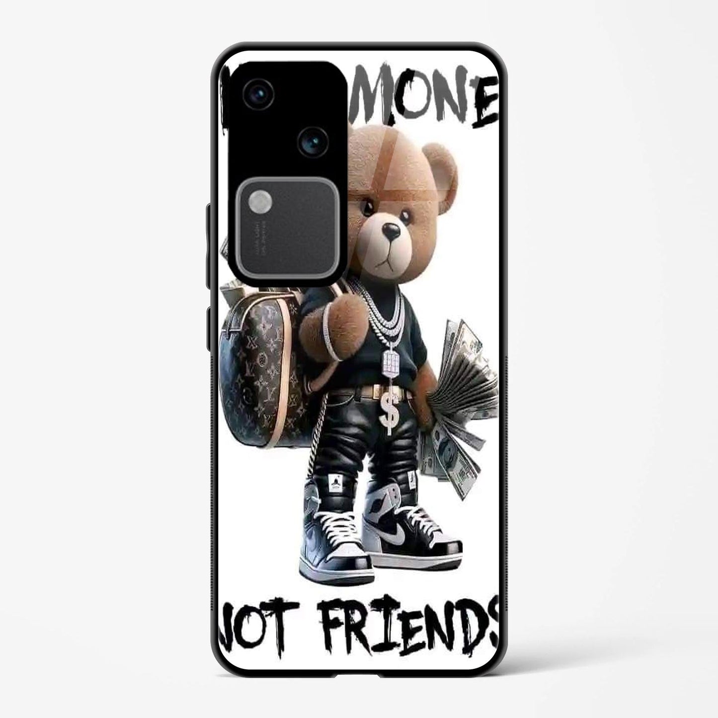 Printed Tempered Glass Back Cover Compatible with Vivo V30 5G - Make Money Not Friend Design Follow Your Dreams Real Glass case - DHARM IT PRIVATE LIMITED