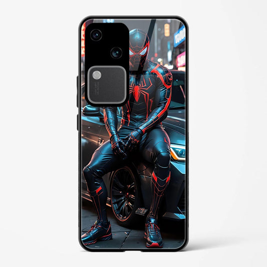Printed Tempered Glass Back Cover Compatible with Vivo V30 5G - Marvel Hero Spiderman Design Follow Your Dreams Real Glass case - DHARM IT PRIVATE LIMITED