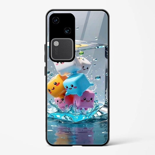 Printed Tempered Glass Back Cover Compatible with Vivo V30 5G - Multicolor Cubes Design Follow Your Dreams Real Glass case - DHARM IT PRIVATE LIMITED