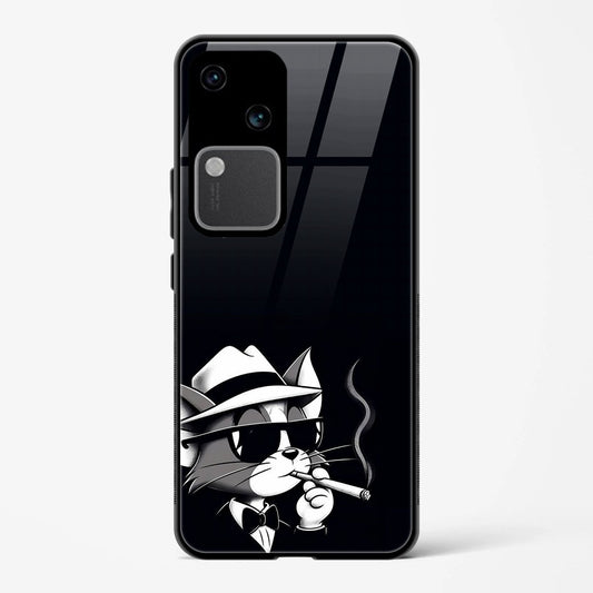 Printed Tempered Glass Back Cover Compatible with Vivo V30 5G - Smoking Tom Design Follow Your Dreams Real Glass case - Mypcwala