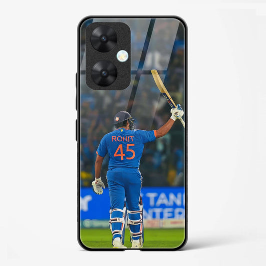 Rohit Sharma Design Printed Glass Mobile Back Case Compatible for Redmi 13C | TPU Shock - Resistant Soft Edge | 360° Protection - Mypcwala