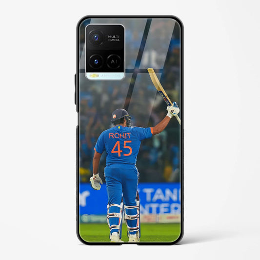 Rohit Sharma Printed Design Glass Mobile Back Case Compatible for Vivo Y33s TPU Shock - Resistant Soft Edge | 360° Protection - Mypcwala
