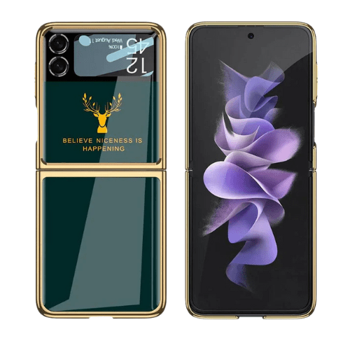 Samsung Galaxy Z Flip 4 Deer Pattern Glass Case | Decorative Protective Cover by mypcwala - Mypcwala