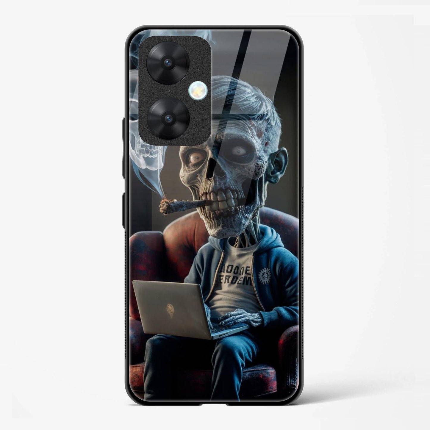 Skeleton Printed Glass Mobile Back Case Compatible for Redmi 13C | TPU Shock - Resistant Soft Edge | 360° Protection - Mypcwala