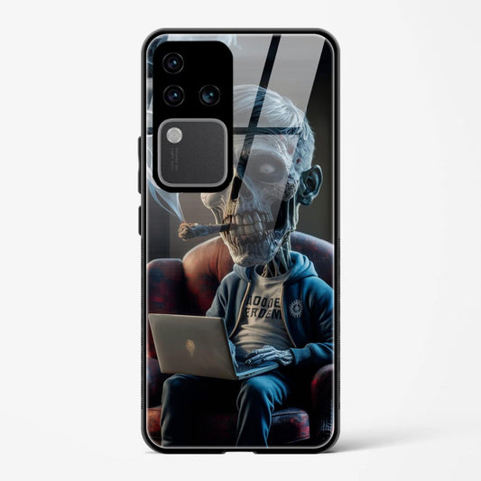 Skeleton Smoking Design Printed Hard Back Cover Compatible with Vivo V30 Pro 5G Attractive and Uniquely Crafted Smartphone Case - Mypcwala