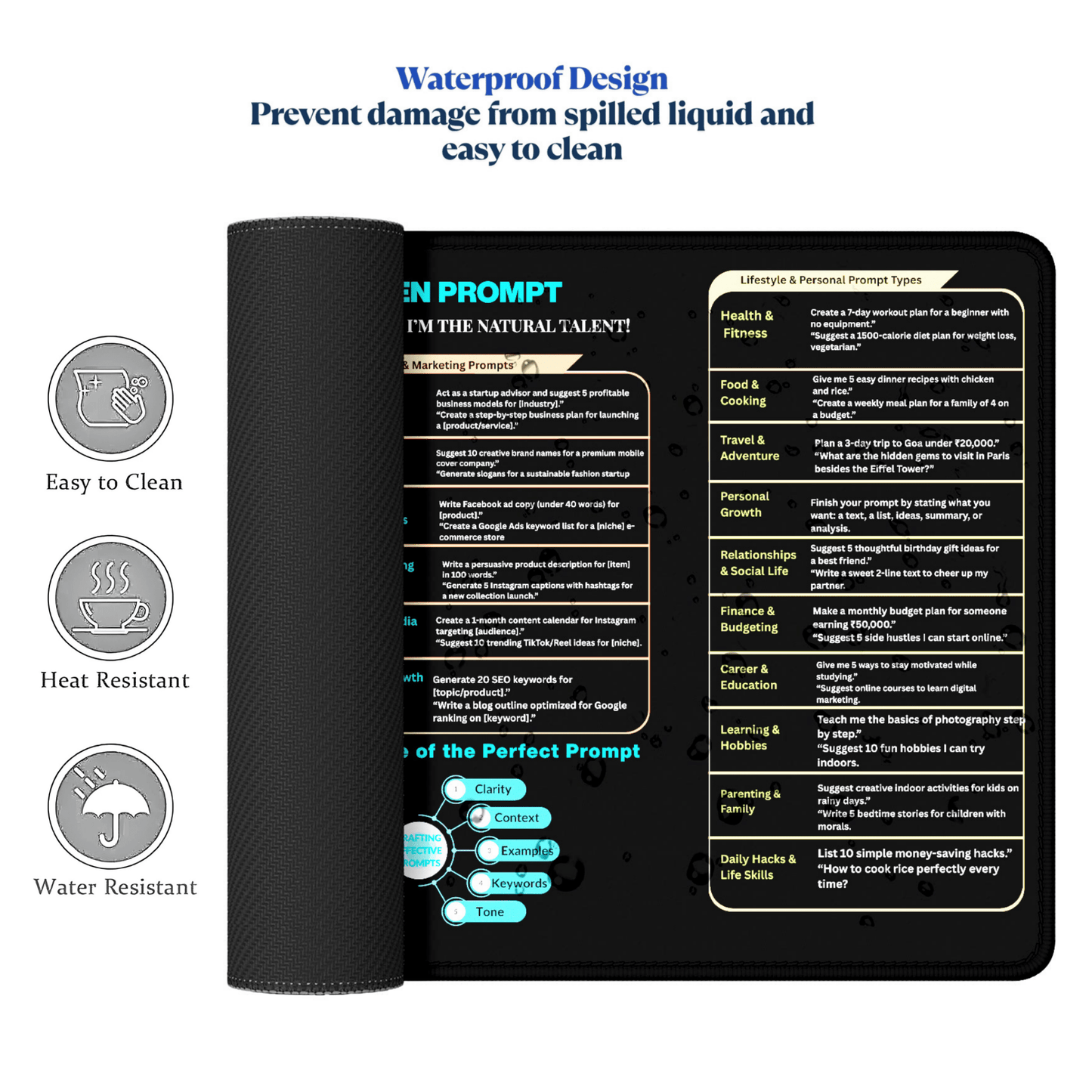 Smart Desk Mat | ChatGPT Prompt Mastery | Durable Stitched Edges - Mypcwala