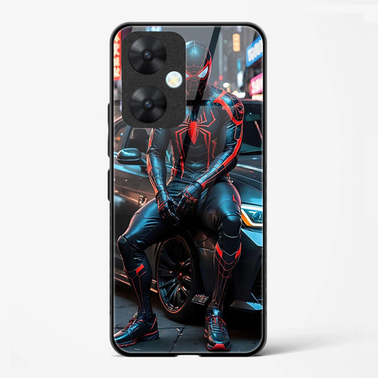 Spiderman Design Printed Glass Mobile Back Case Compatible for Redmi 13C | TPU Shock - Resistant Soft Edge | 360° Protection - Mypcwala