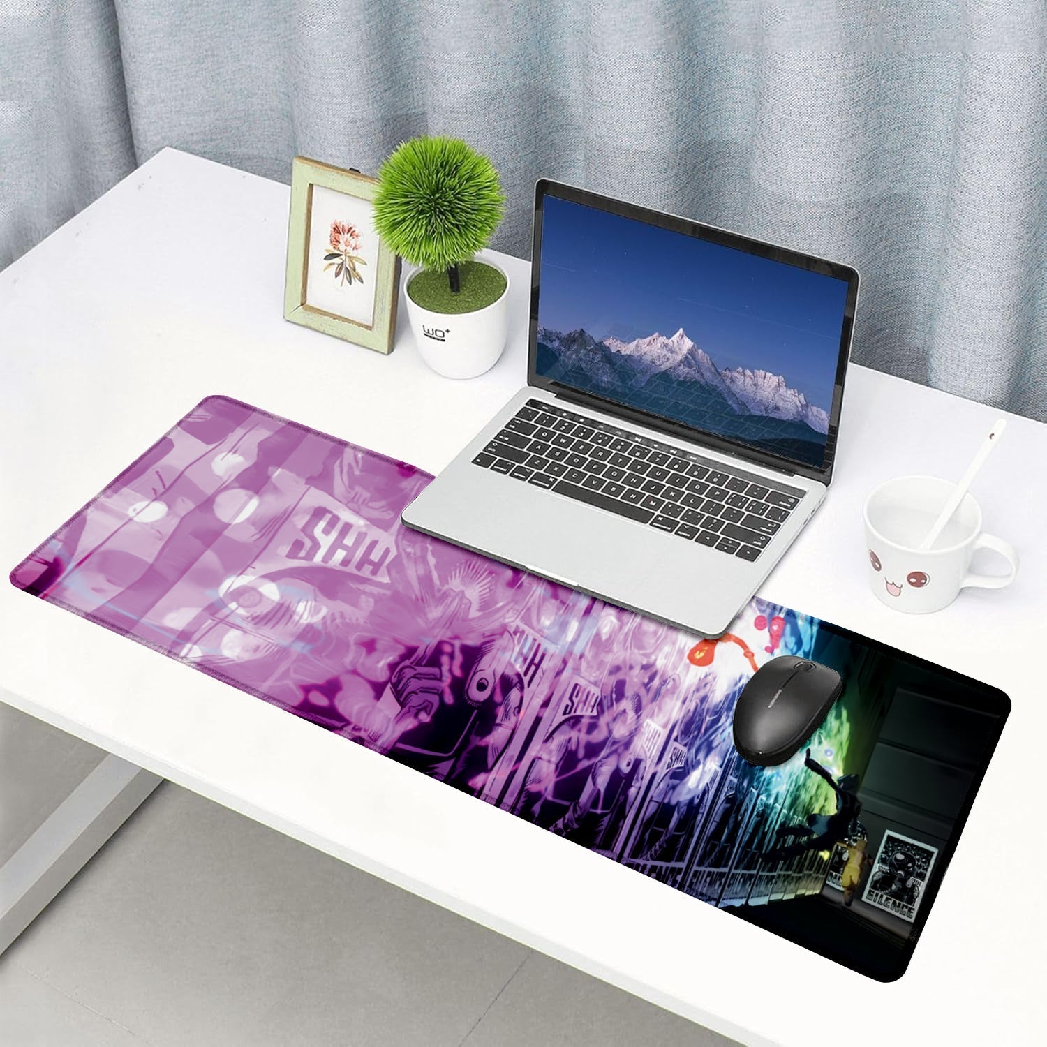 Street Art Graffiti Stitched Desk Mat | Large Gaming & Office Mouse Pad | Non - Slip Rubber Base | Extended Desk Mat for Keyboard & Laptop - Mypcwala