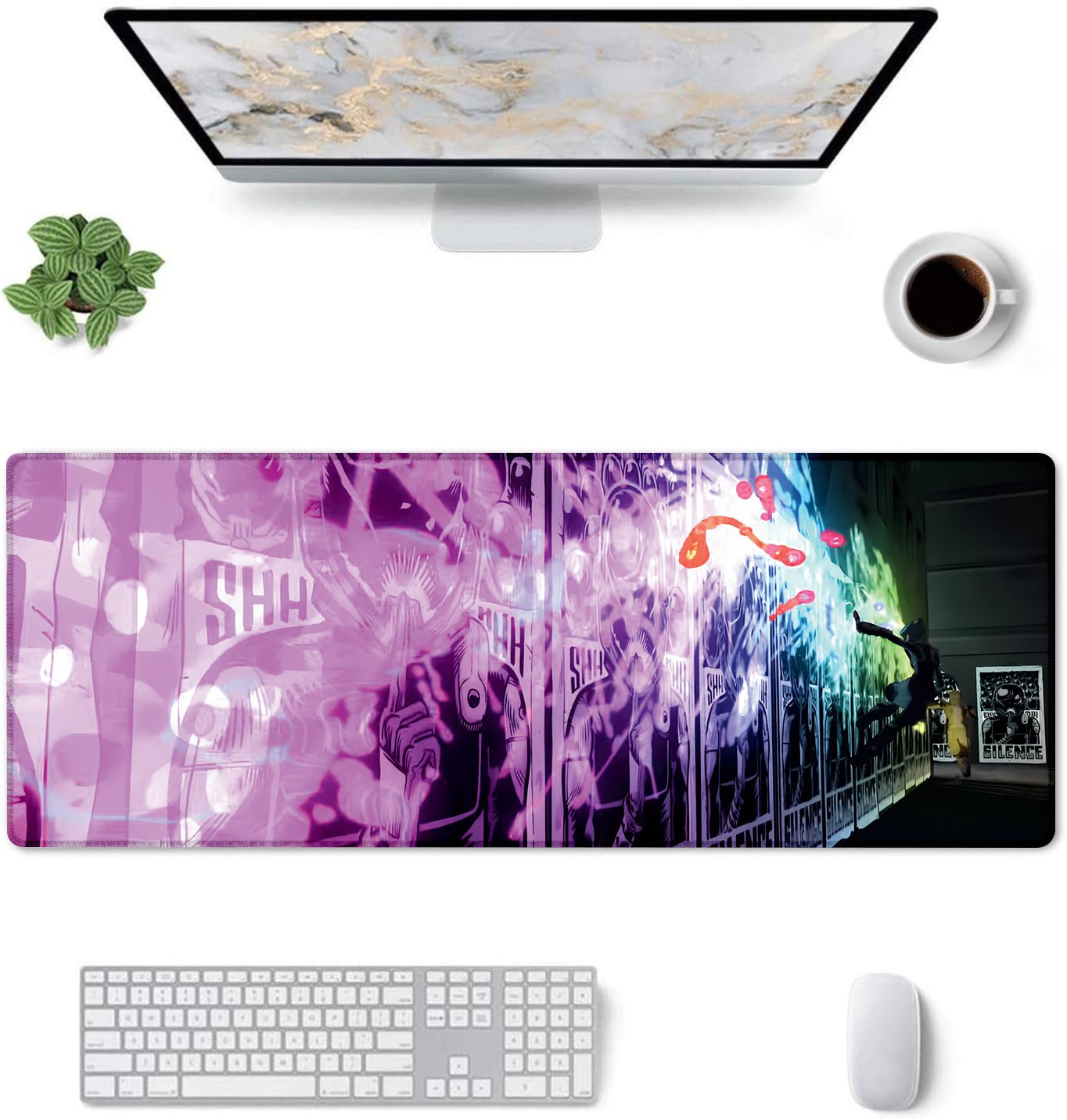 Street Art Graffiti Stitched Desk Mat | Large Gaming & Office Mouse Pad | Non - Slip Rubber Base | Extended Desk Mat for Keyboard & Laptop - Mypcwala
