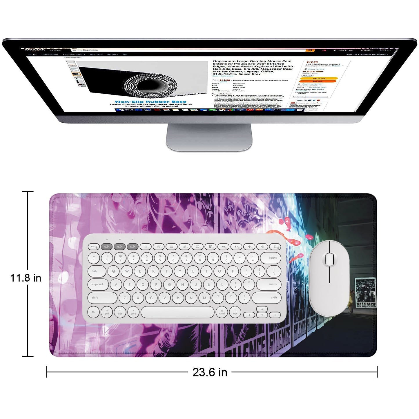 Street Art Graffiti Stitched Desk Mat | Large Gaming & Office Mouse Pad | Non - Slip Rubber Base | Extended Desk Mat for Keyboard & Laptop - Mypcwala