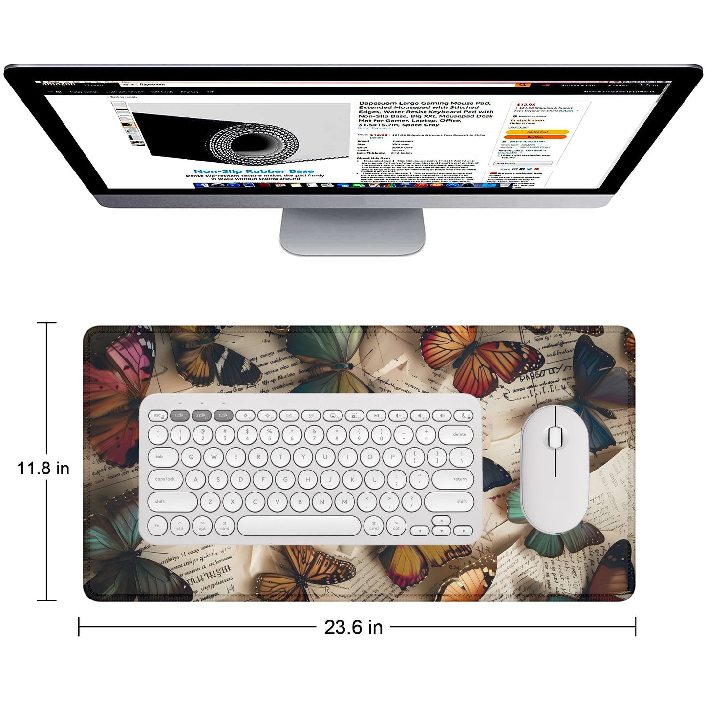 Strich Butterfly Dreams Mouse Pad – Large Extended Desk Mat for Gaming & Office (L, XL, XXL) - Mypcwala