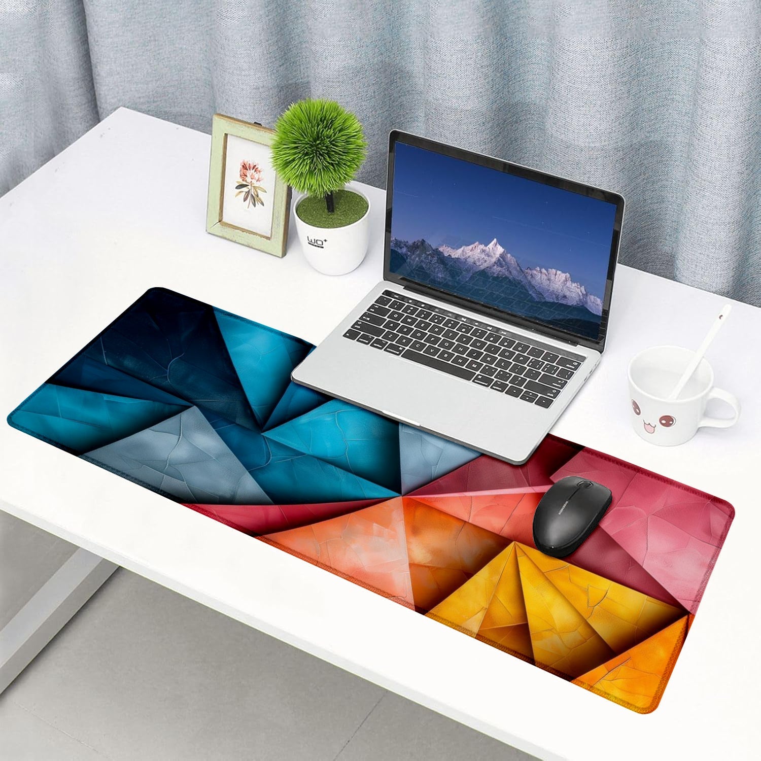 Strich Colorful Geometric Art Mouse Pad – Extended Desk Mat for Gaming & Office (L, XL, XXL) - Mypcwala