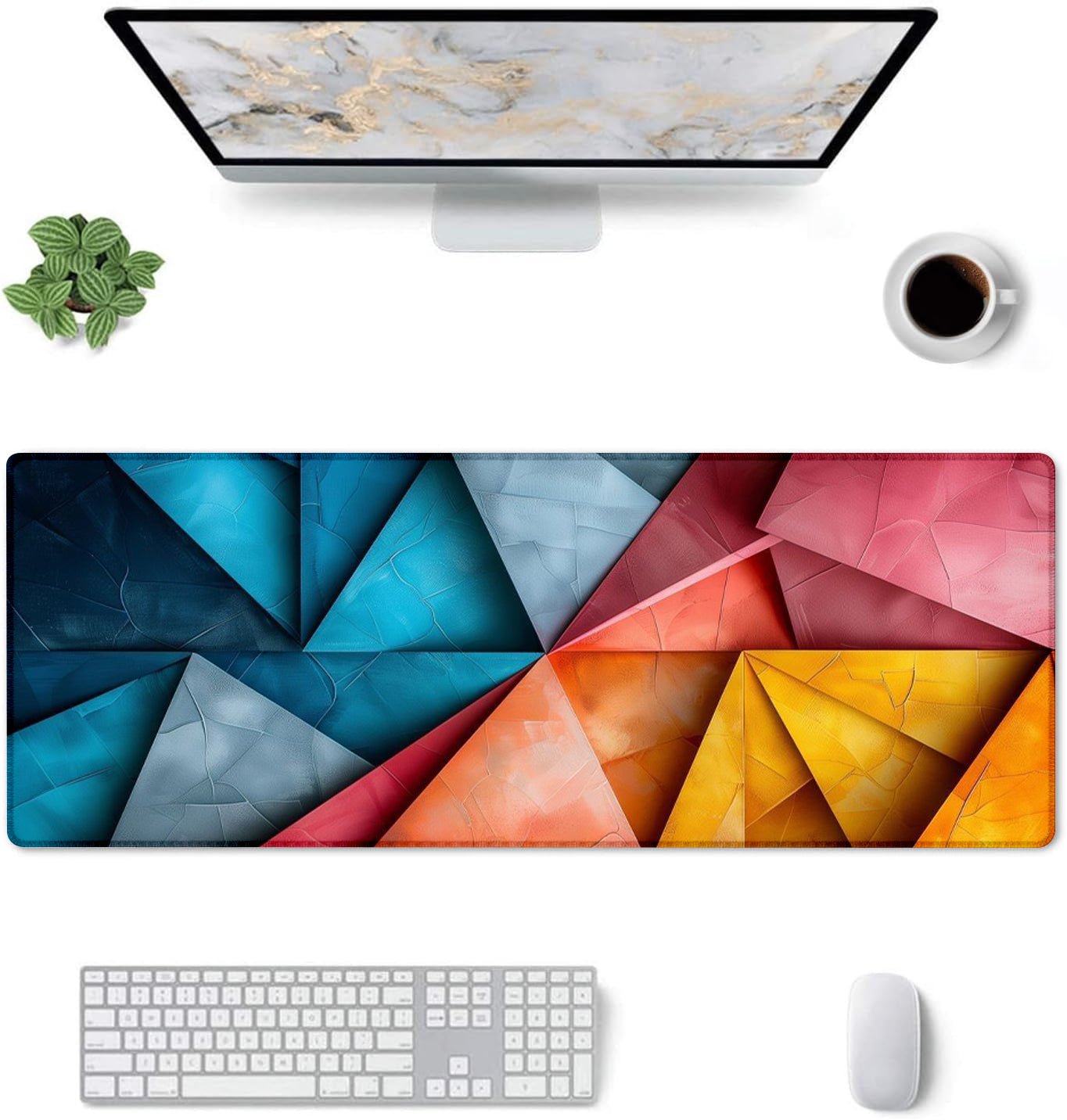 Strich Colorful Geometric Art Mouse Pad – Extended Desk Mat for Gaming & Office (L, XL, XXL) - Mypcwala