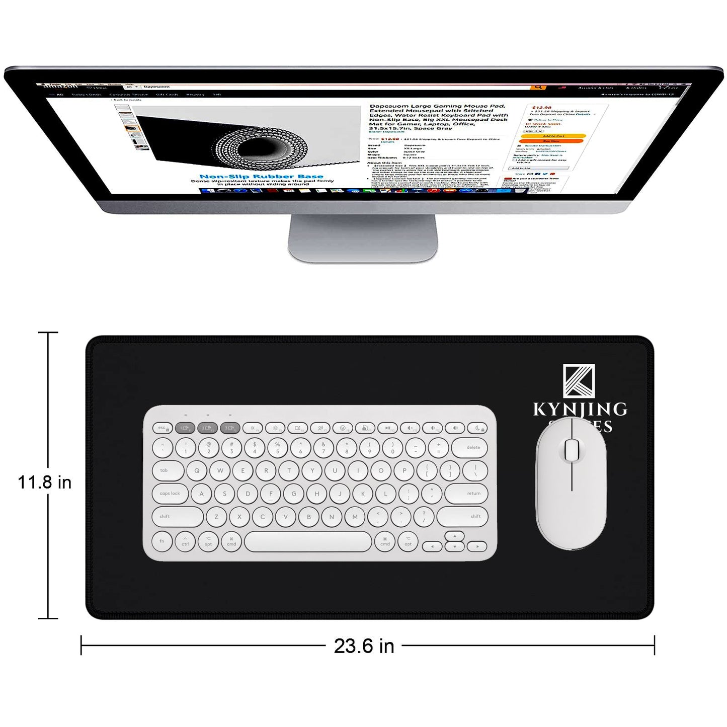 Strich Custom Logo Mouse Pad – Professional Black Desk Mat with Branding (L, XL, XXL) - Mypcwala