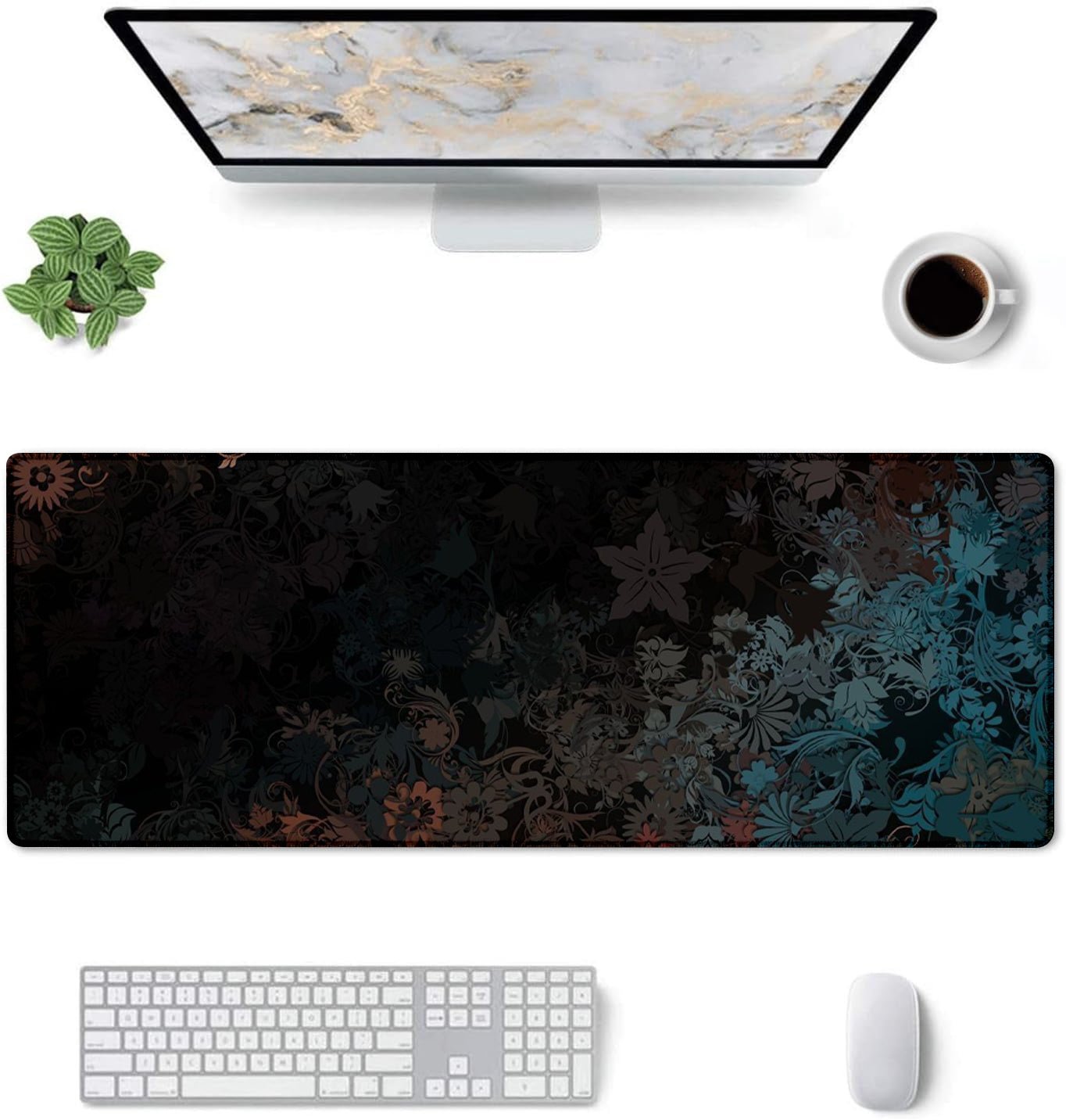 Strich Elegant Floral Pattern Mouse Pad – Large Desk Mat for Gaming & Office (L, XL, XXL) - Mypcwala