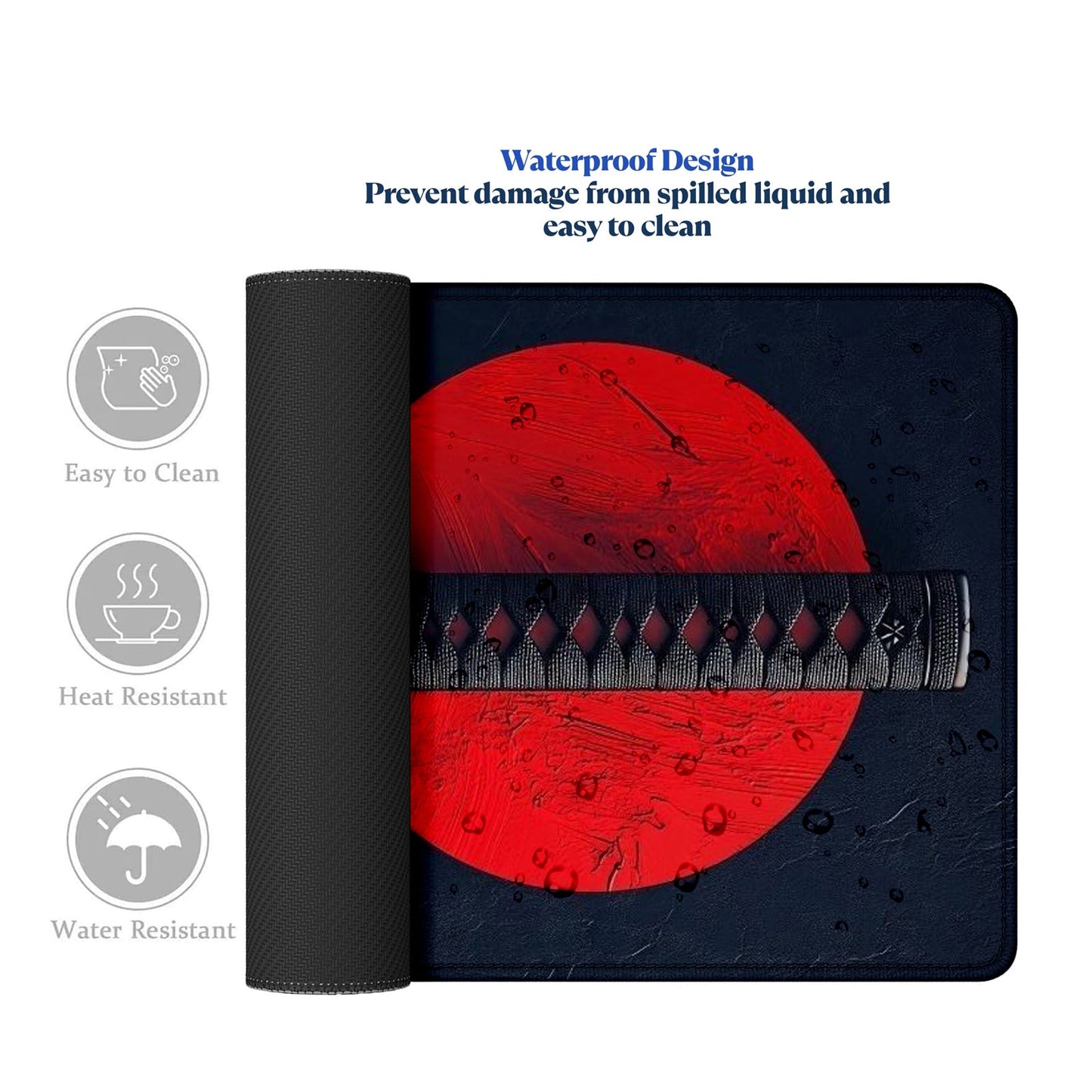 Strich Samurai Katana Mouse Pad – Extended Gaming Desk Mat with Japanese Sun Design (L, XL, XXL) - Mypcwala