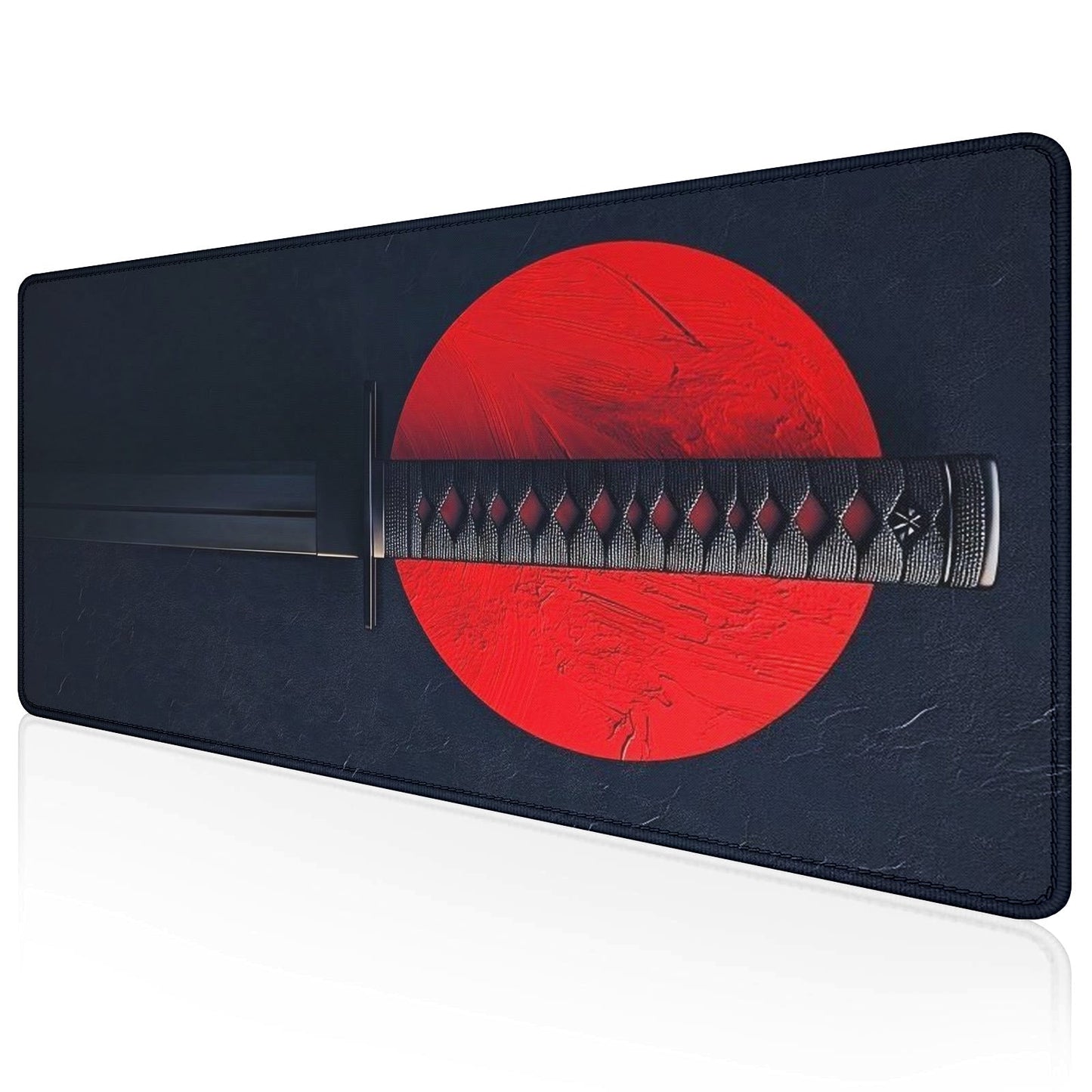 Strich Samurai Katana Mouse Pad – Extended Gaming Desk Mat with Japanese Sun Design (L, XL, XXL) - Mypcwala