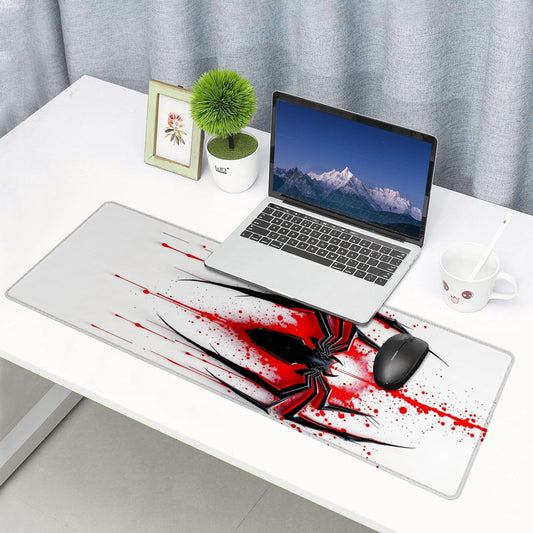 Strich Venom - Inspired Spider Symbol Gaming Mouse Pad – Red & Black Splash Art Extended Desk Mat (L, XL, XXL) - Mypcwala