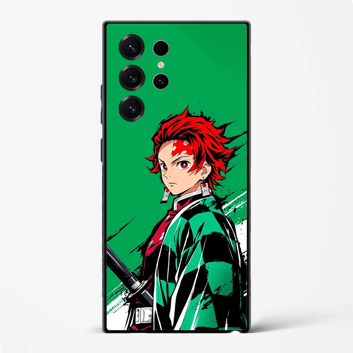 Tanjiro Green Premium Glass Phone Cover for Samsung Galaxy S22 Ultra - DHARM IT PRIVATE LIMITED