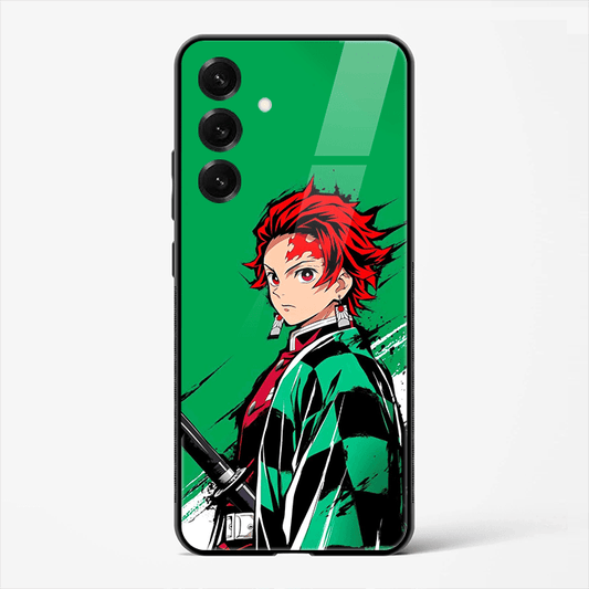 Tanjiro Green Premium Glass Phone Cover for Samsung Galaxy S25 - DHARM IT PRIVATE LIMITED