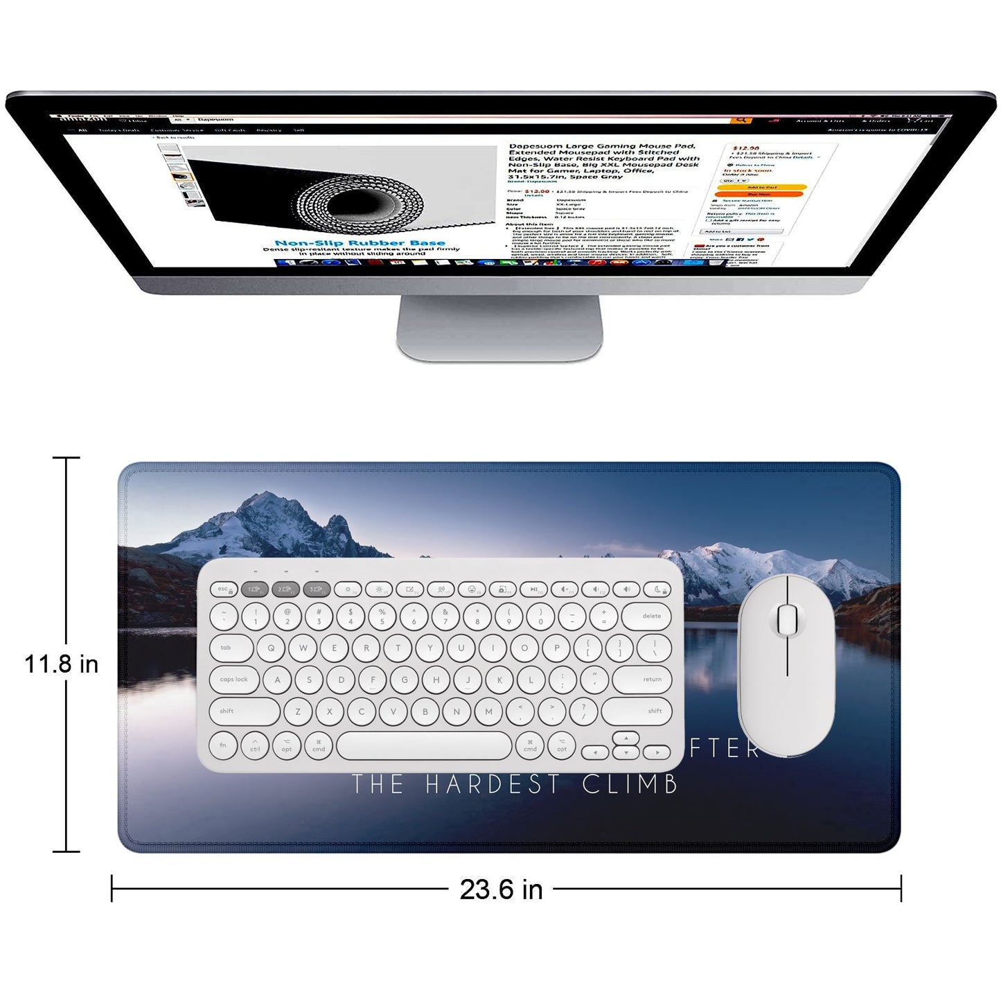 The Best View – Mountain Landscape Stitched Desk Mat | Large Gaming & Office Mouse Pad | Non - Slip Rubber Base | Extended Desk Mat for Laptop & Keyboard - Mypcwala