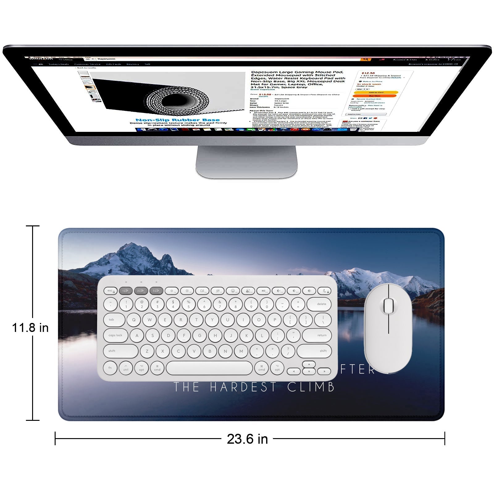 The Best View – Mountain Landscape Stitched Desk Mat | Large Gaming & Office Mouse Pad | Non - Slip Rubber Base | Extended Desk Mat for Laptop & Keyboard - Mypcwala