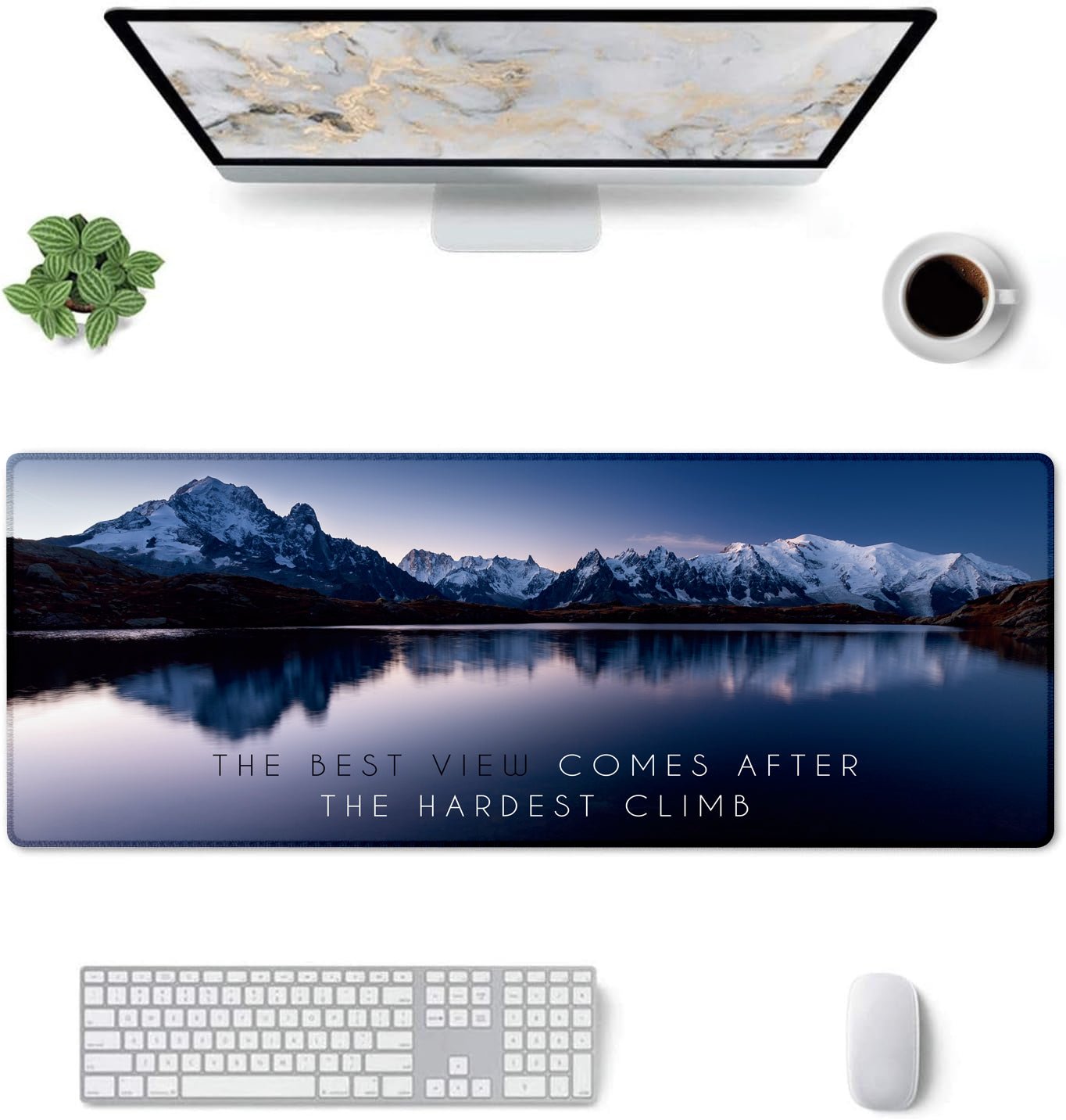 The Best View – Mountain Landscape Stitched Desk Mat | Large Gaming & Office Mouse Pad | Non - Slip Rubber Base | Extended Desk Mat for Laptop & Keyboard - Mypcwala