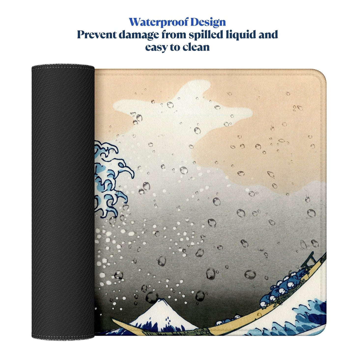 The Great Wave Stitched Desk Mat | Japanese Art Mouse Pad | Large Gaming & Office Desk Mat | Non - Slip Rubber Base | Extended Mat for Keyboard & Laptop - Mypcwala