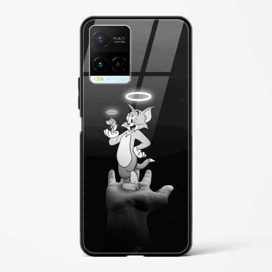 Tom & Jerry Printed Design Glass Mobile Back Case Compatible for Vivo Y33s TPU Shock - Resistant Soft Edge | 360° Protection - Mypcwala