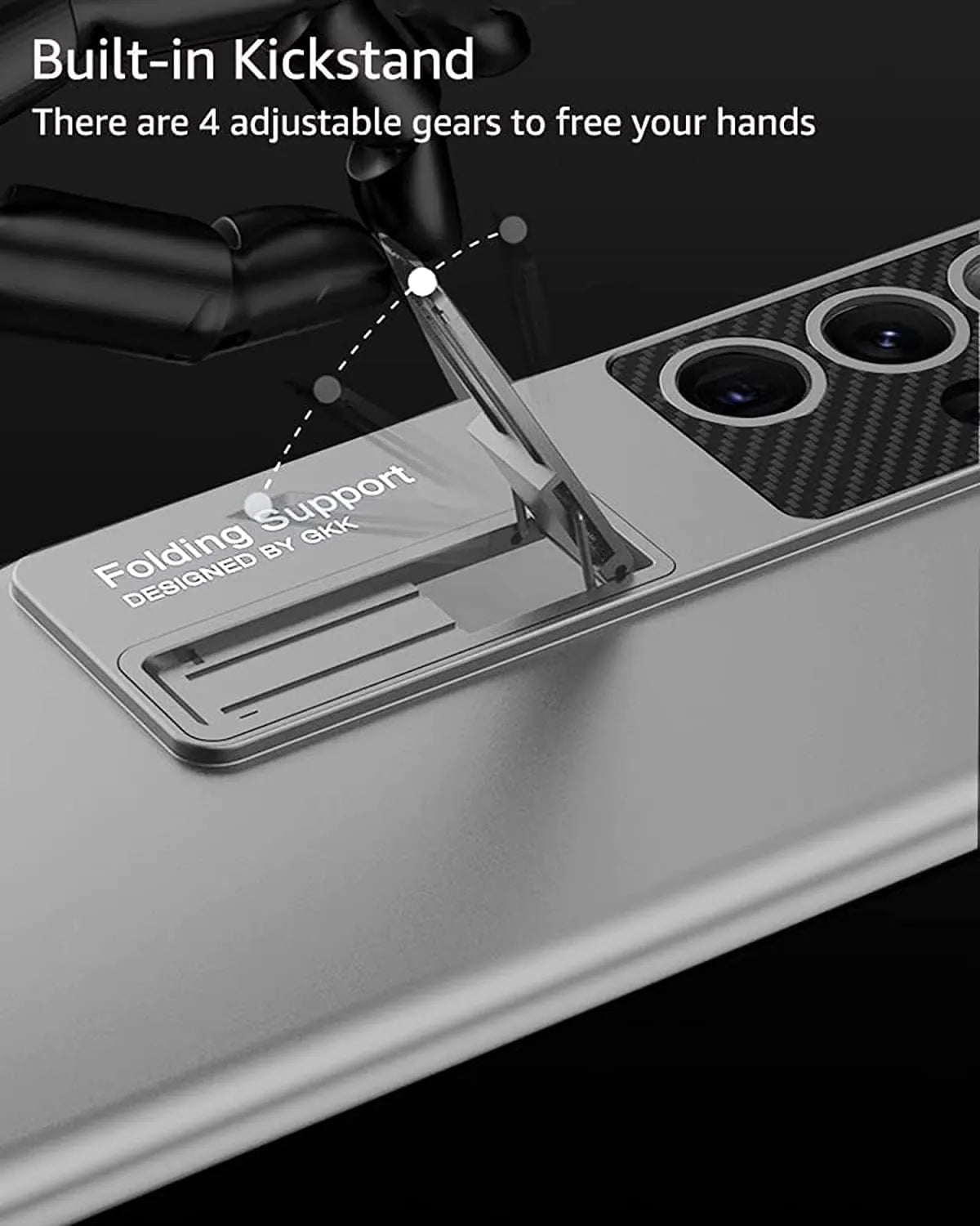 Ultra Thin Back Case for Samsung Galaxy S23 Ultra Cover | with Inbuilt Stand Full Body Protection Back Cover (Silver) - Mypcwala