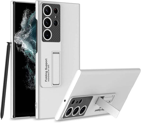 Ultra Thin Back Case for Samsung Galaxy S23 Ultra Cover | with Inbuilt Stand Full Body Protection Back Cover (Silver) - Mypcwala