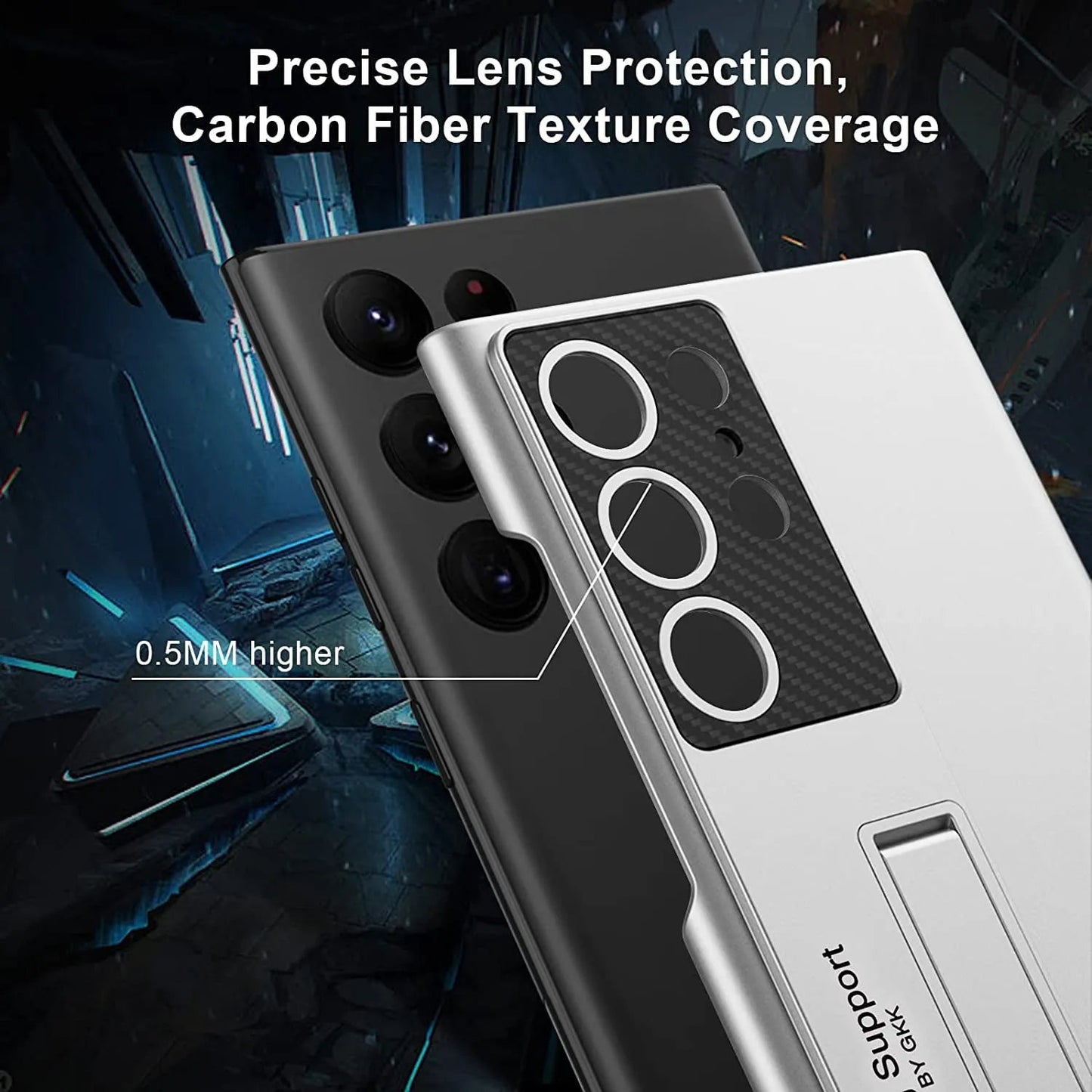 Ultra Thin Back Case for Samsung Galaxy S23 Ultra Cover | with Inbuilt Stand Full Body Protection Back Cover (Silver) - Mypcwala