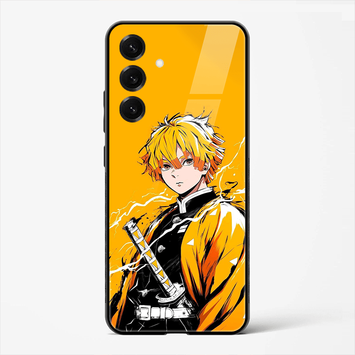 Zenitsu Lightning Aura Anime Premium Glass Phone Cover for Samsung Galaxy S25 - DHARM IT PRIVATE LIMITED